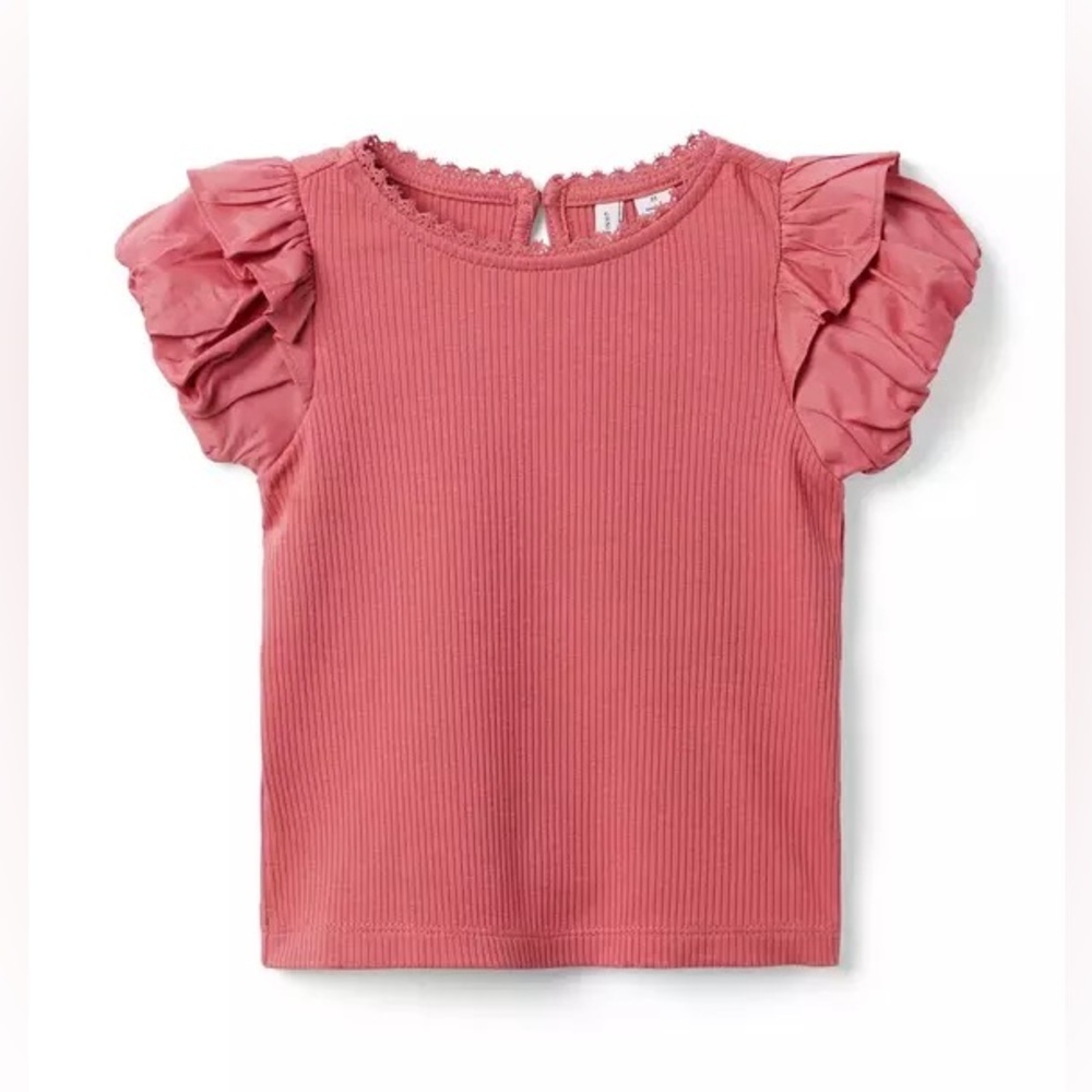Janie and Jack Girls Ribbed Ruffle‎ Sleeve Top Size 3 Cottagecore